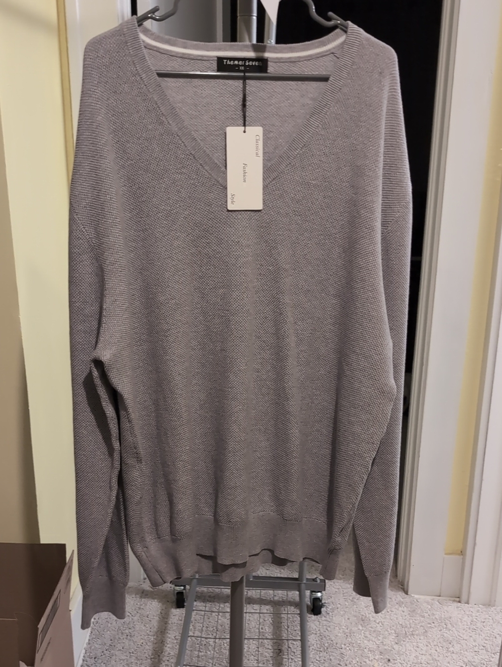 Women's V-Neck Sweater in Light Gray